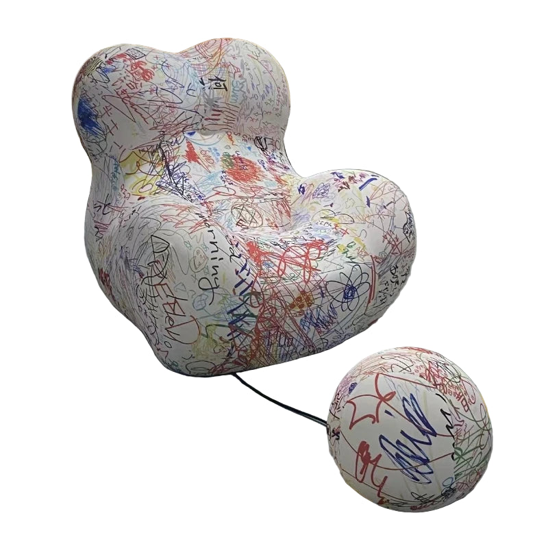 gestreifter Bean-Bag-Sofa mit Fußhocker – Bequemer Wohnzimmer-Sitz
