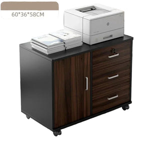 Mobiler Aktenschrank mit Rollen – Holz & Metall, 60x36x58 cm, multifunktional