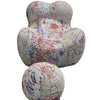 gestreifter Bean-Bag-Sofa mit Fußhocker – Bequemer Wohnzimmer-Sitz