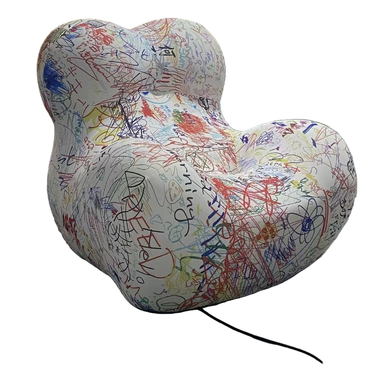 gestreifter Bean-Bag-Sofa mit Fußhocker – Bequemer Wohnzimmer-Sitz