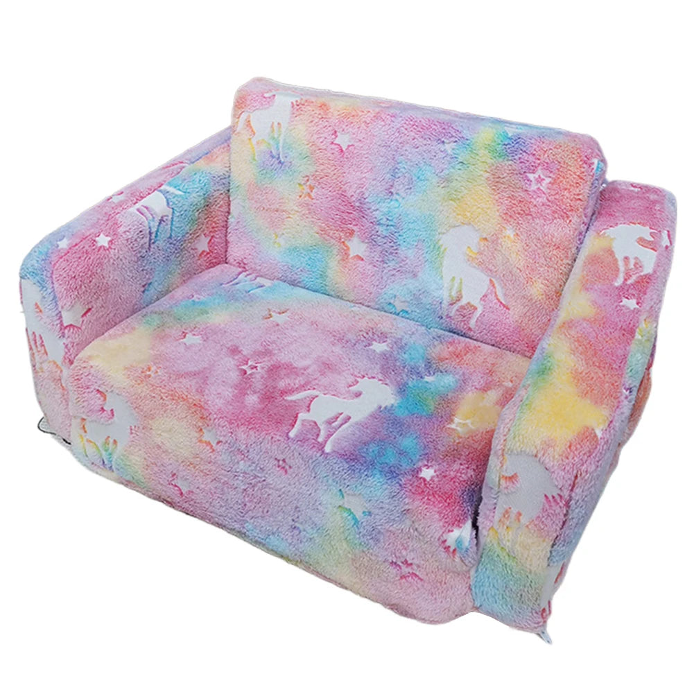Kinder Sofa – Plüsch Klappsofa mit Rückenlehne für Kleinkinder